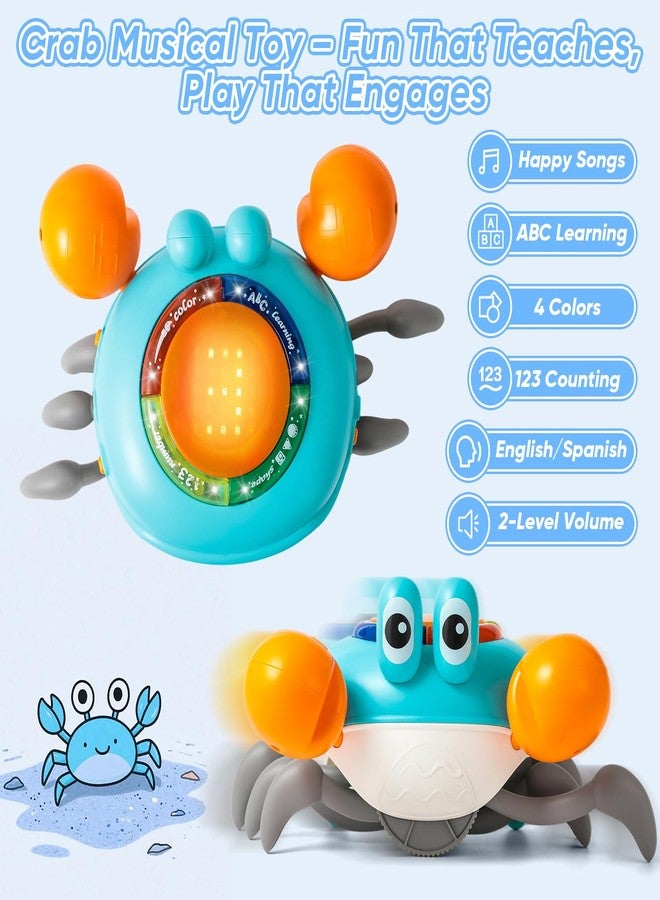 Seozio Crab Tummy Time Toys for Baby, Light-up Musical Crawling Dancing Crab Toy, Early Educational Tummy Time Baby Toys for 6-12 Months Toddlers Kids Newborn Birthday Gift.(Blue) - Image 2