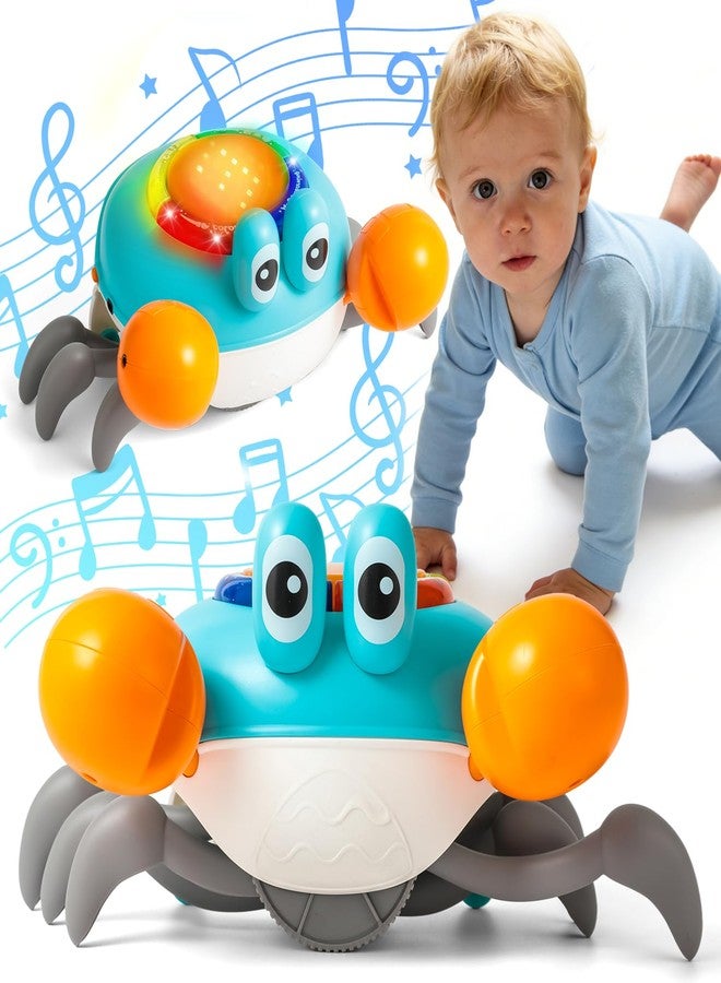 Seozio Crab Tummy Time Toys for Baby, Light-up Musical Crawling Dancing Crab Toy, Early Educational Tummy Time Baby Toys for 6-12 Months Toddlers Kids Newborn Birthday Gift.(Blue) - Image 1