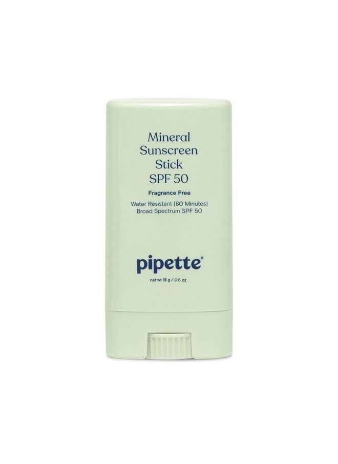pipette Baby Mineral Sunscreen Stick Spf 50 Broad Spectrum Sunblock With Nonnano Zinc Oxide Water Resistant Uvb/Uva Sun Protection For Kids & Sensitive Skin Travel Size 0.6 Oz  - Image 1