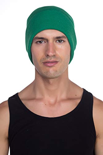 Top Level Unisex Cuffed Plain Skull Beanie Toboggan Knit Hat/Cap, Kelly Green - Image 4