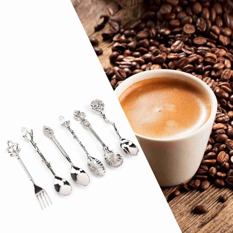 Vintage Retro Zinc Alloy Cutlery Set 6Pcs Silver Crown Handle Spoons Forks Kitchen - Image 4