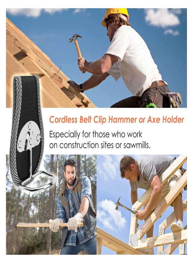 لينكيديا حامل حزام مطرقة من Linkidea، قطعتان، حامل مطرقة بحلقة فولاذية شديدة التحمل، جراب حزام أداة يحمل مطرقة أو فأسًا أو مفتاح ربط (أسود) - Image 2