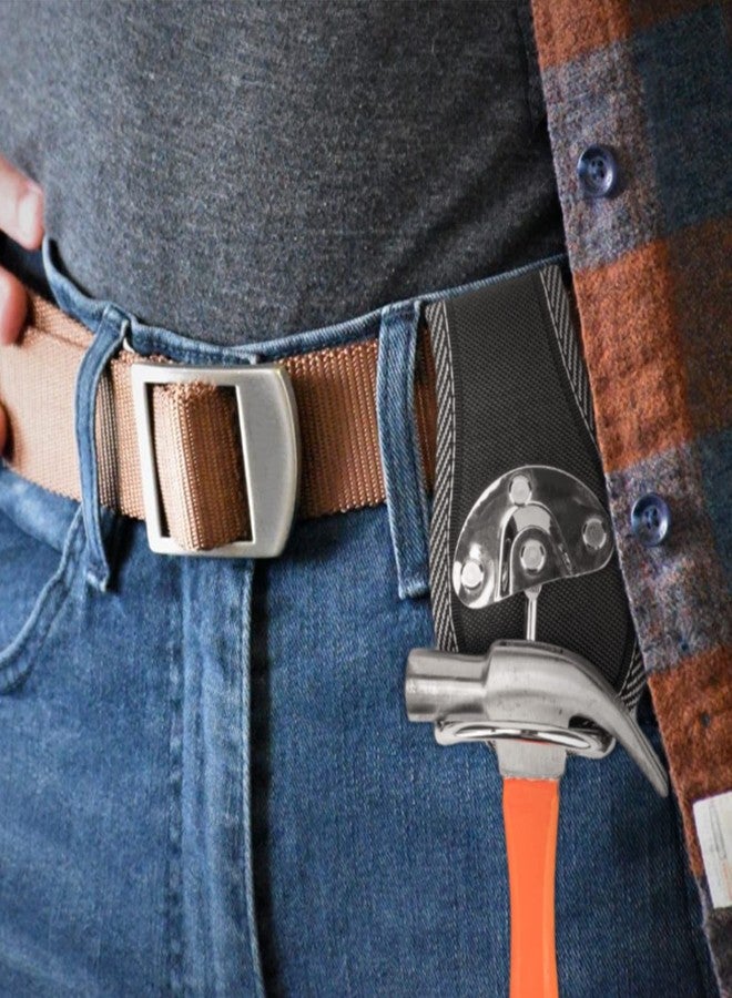 لينكيديا حامل حزام مطرقة من Linkidea، قطعتان، حامل مطرقة بحلقة فولاذية شديدة التحمل، جراب حزام أداة يحمل مطرقة أو فأسًا أو مفتاح ربط (أسود) - Image 3