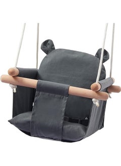 Arabest Secure Baby Swing Seat with Safety Belt - Baby Canvas and Wooden Swing Chair with Ear Décor Cushion - Hanging Indoor Swing for Infants & Baby Swing Outdoor - Tree Toddler Swing for Backyard Outside  - Image 1