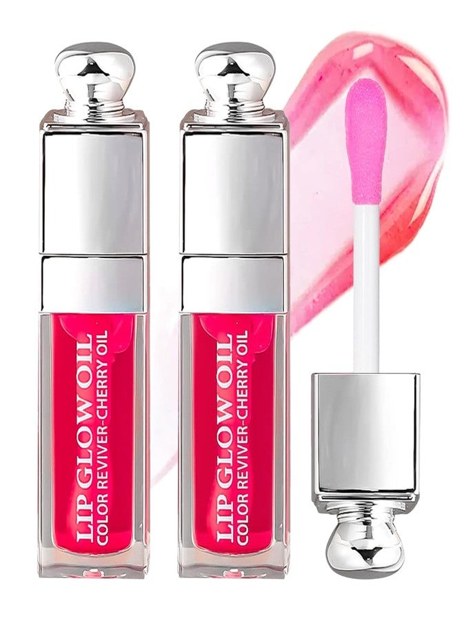 PPPanYiDi 2Pcs Hydrating Lip Oil, Plumping Lip Gloss,Glossy Refreshing Long Lasting Moisturizing Tinted Lip Glow Oil for Lip Care,Hydrating No-Sticky Lip Stain Balm for Women - Image 1