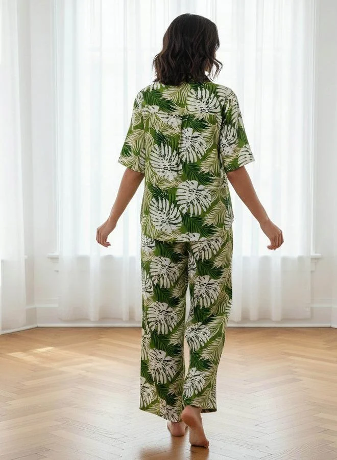 Aadaraya  Aadaraya Pyjama Set Button-Down Shirt & Trousers for Women | Best Price UAE