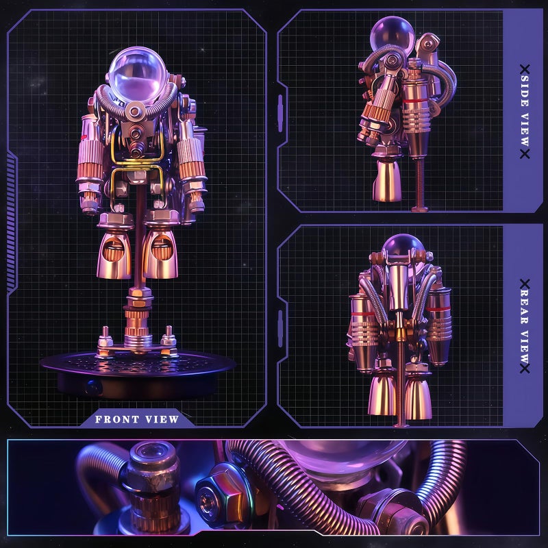 ZUNPINSPACE 3D Puzzles for Adults,Space Astronaut Building Set, 3D Metal Astronaut Puzzle DIY Assembly Crafts Desktop Decoration, 154+PCS Cool Collectible Gift for Adults - Image 3