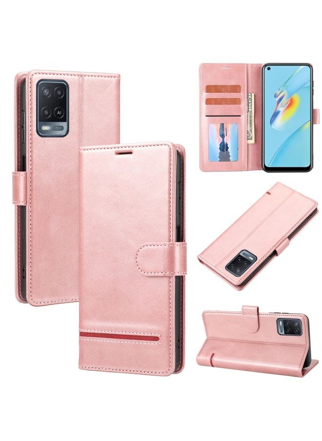 HuHa Case Cover For OPPO A56 5G / A54 4G Classic Wallet Flip Leather Phone Case Pink 