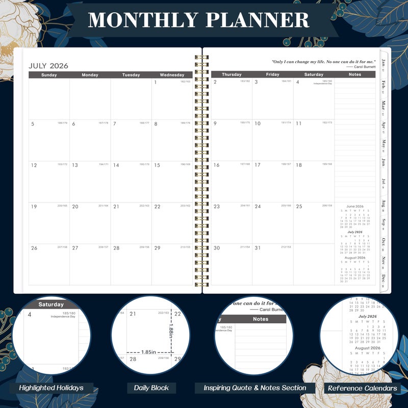 Indeme 2026-2031 Monthly Planner - 5 Year Planner/Calendar 2026-2031, 11" x 9", 2026 Calendar Planner, Jul 2026 - Jun 2031, Tabs, Back Pocket, Holidays, Twin-Wire Binding, Note Pages - Image 3
