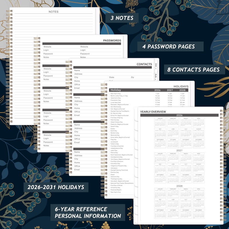 Indeme 2026-2031 Monthly Planner - 5 Year Planner/Calendar 2026-2031, 11" x 9", 2026 Calendar Planner, Jul 2026 - Jun 2031, Tabs, Back Pocket, Holidays, Twin-Wire Binding, Note Pages - Image 4