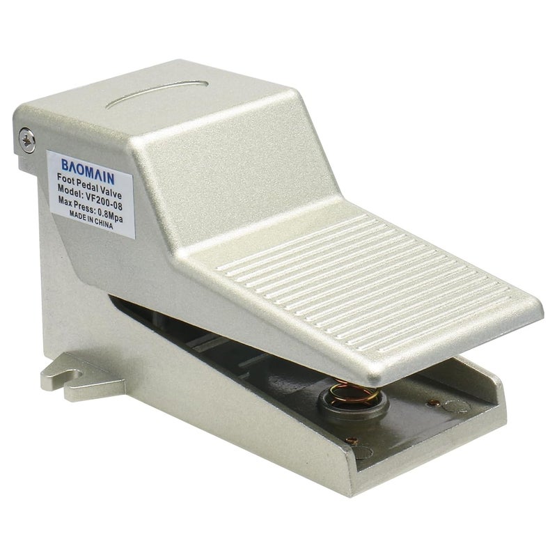 Baomain Pneumatic Air Foot Pedal Valve VF200-08 PT 1/4" Nonslip Momentary 2 Position 3 Way Foot Switch - Image 1