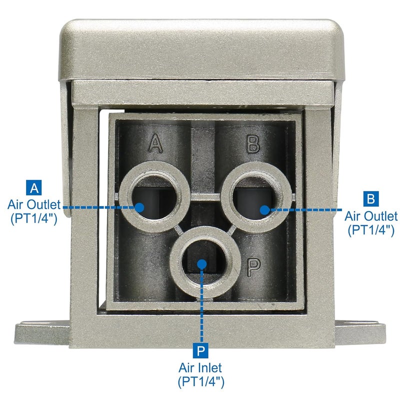 Baomain Pneumatic Air Foot Pedal Valve VF200-08 PT 1/4" Nonslip Momentary 2 Position 3 Way Foot Switch - Image 5