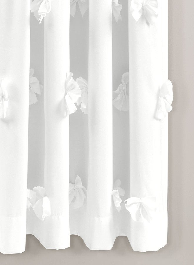 Lush Decor Riley Window Curtain Semi-Sheer Ruffled Textured Bow Window Panel for Living, Dining Room, Bedroom (Single), 54"W x 63"L, White - Image 3