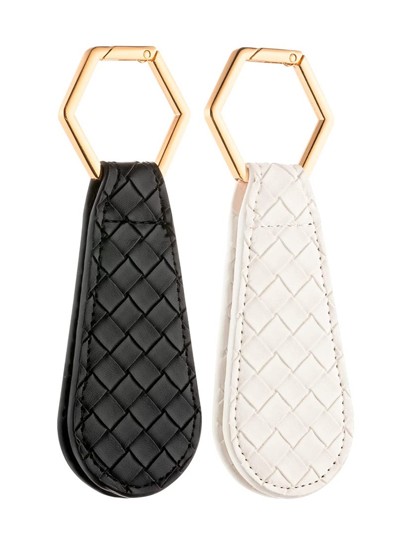 KASTWAVE Travel Magnetic Hat Clip, for Hat Bag Travel Outdoor Accessory, PU Leather Multifunctional Fashion Sun Hats Clip for Women and Men, Black and White, 2 Pcs - Image 1