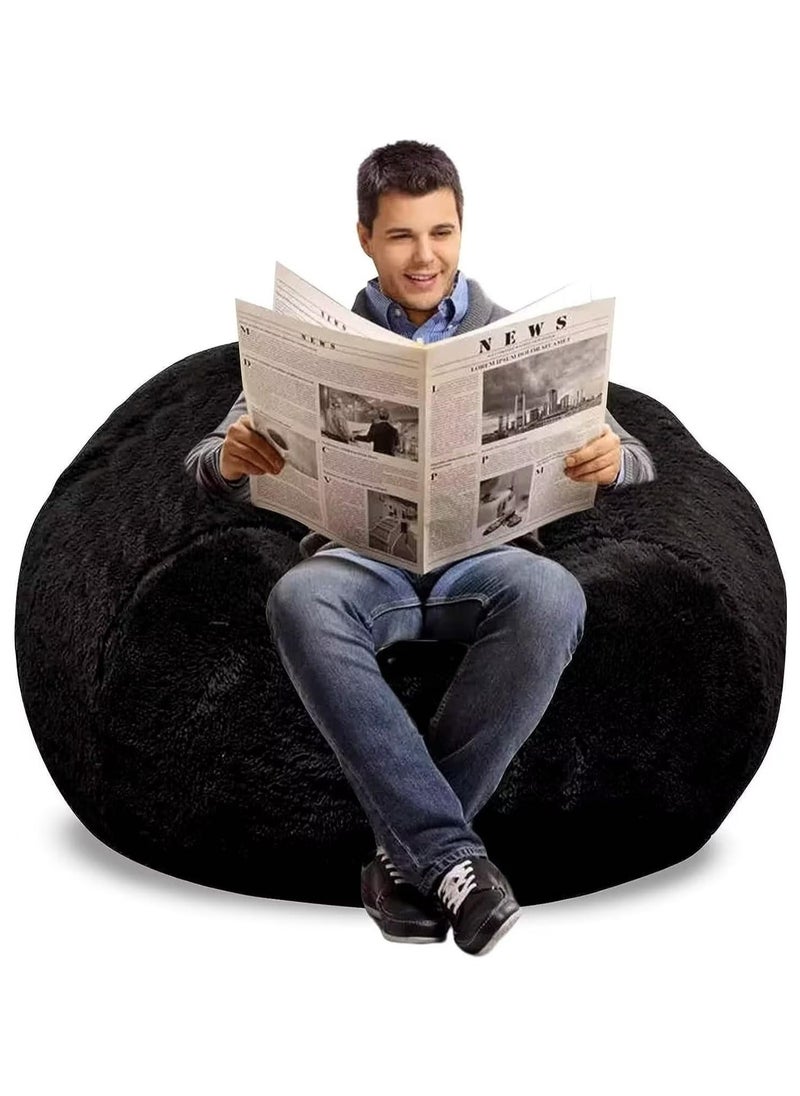 Comfy كيس حبوب الفاصولياء الكلاسيكي المريح المصنوع من المخمل الأسود بحجم كبير للكبار  - Image 1