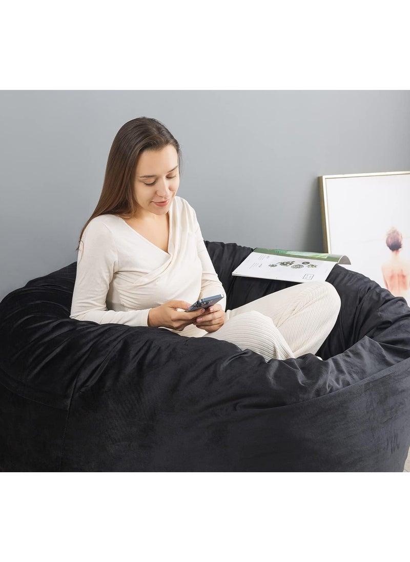 Comfy كيس حبوب الفاصولياء الكلاسيكي المريح المصنوع من المخمل الأسود بحجم كبير للكبار  - Image 3