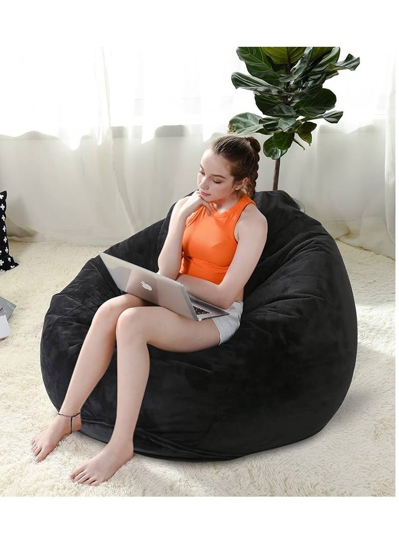 Comfy Black Velvet Adult Size Classic Plush Bean Bag - Image 3