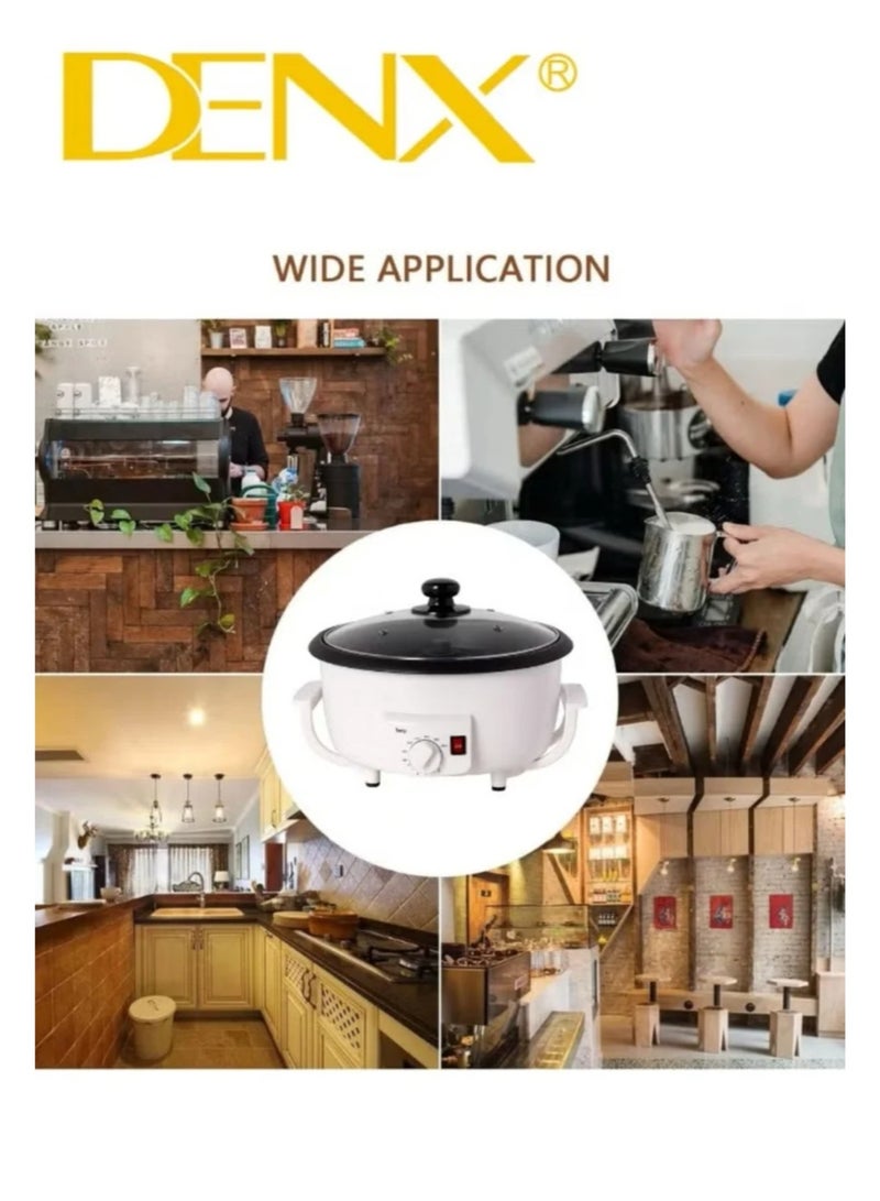 Dinex Electric coffee roaster and popcorn maker, 800W, 2L capacity, with a transparent glass lid and temperature control. Ideal for home use: roasting coffee beans, easily making popcorn and nuts. - Image 4