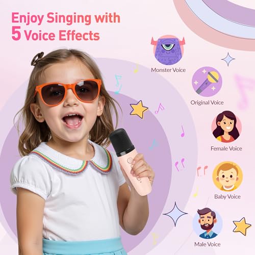 BEILIHART Karaoke Machine for Kids Adults, Mini Portable Bluetooth Karaoke Speaker with 2 Wireless Microphone and Lights, Christmas Birthday Gifts for Girls Ages 4, 5, 6, 7, 8, 9, 10, 12+ Family Home Party - Image 4