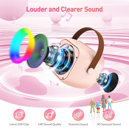 BEILIHART Karaoke Machine for Kids Adults, Mini Portable Bluetooth Karaoke Speaker with 2 Wireless Microphone and Lights, Christmas Birthday Gifts for Girls Ages 4, 5, 6, 7, 8, 9, 10, 12+ Family Home Party - Image 2