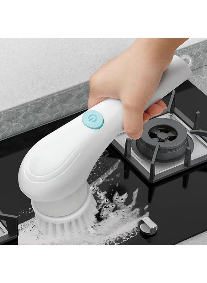 Electric Cleaning Brush Wire Ball Five Brush Head Long Handle Handheld Cleaning Kitchen Dishwasher - Image 3