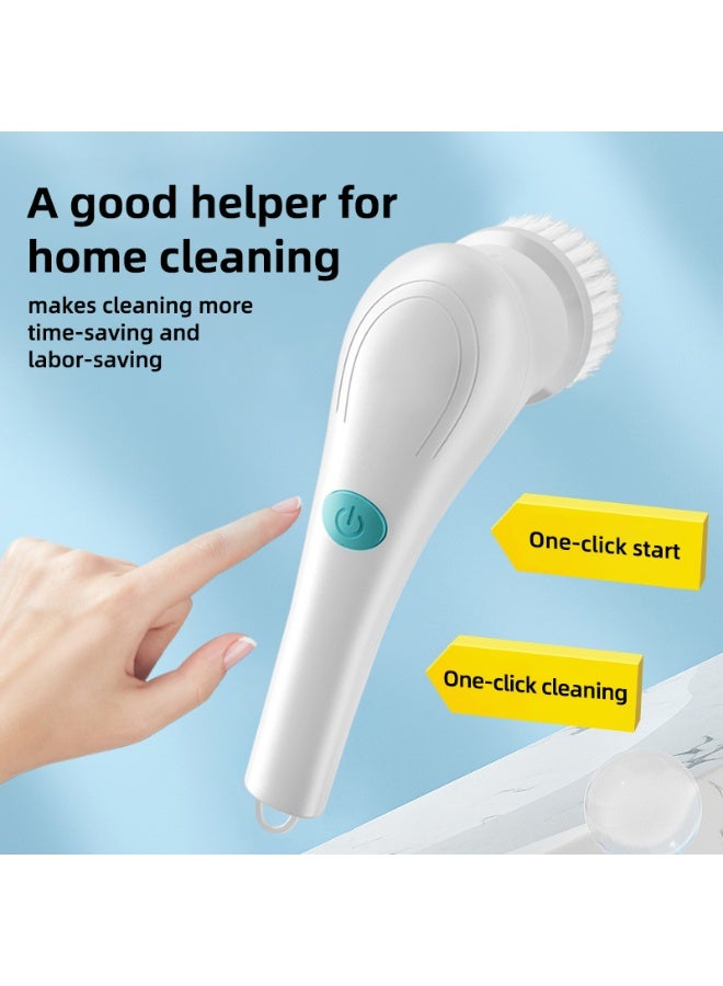 Electric Cleaning Brush Wire Ball Five Brush Head Long Handle Handheld Cleaning Kitchen Dishwasher - Image 4
