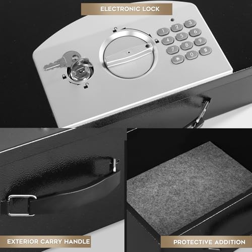 Dalmbox Portable Metal Safe Box with Digital Code Lock,Fire Resistant Storage for Documents, Fireproof Safe Box, Car, Home, Office and Outside, Black Box,Large - Image 5