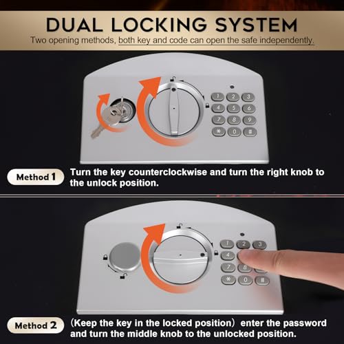 Dalmbox Portable Metal Safe Box with Digital Code Lock,Fire Resistant Storage for Documents, Fireproof Safe Box, Car, Home, Office and Outside, Black Box,Large - Image 4