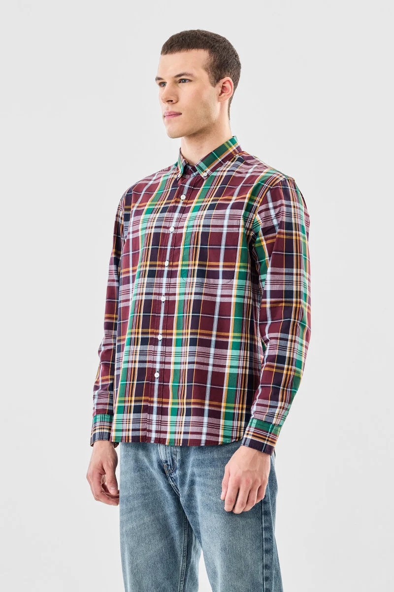 SNITCH Regular Fit 100% Cotton Plaid Shirt