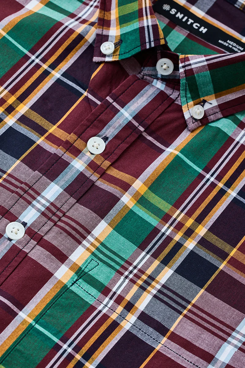 SNITCH Regular Fit 100% Cotton Plaid Shirt