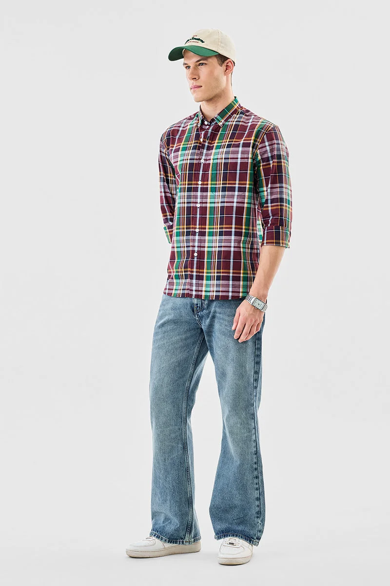 SNITCH Regular Fit 100% Cotton Plaid Shirt