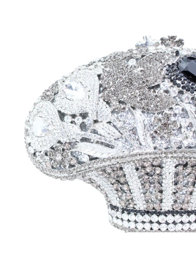 Dollar's Elegant Sparkle Crystal Purse CP63 - Metal Rhinestone Evening Clutch Bag, Bridal Wedding Party Handbag, Crossbody Chain Bag, Formal Event Stylish Designer Purse Gift (Silver) - Image 2