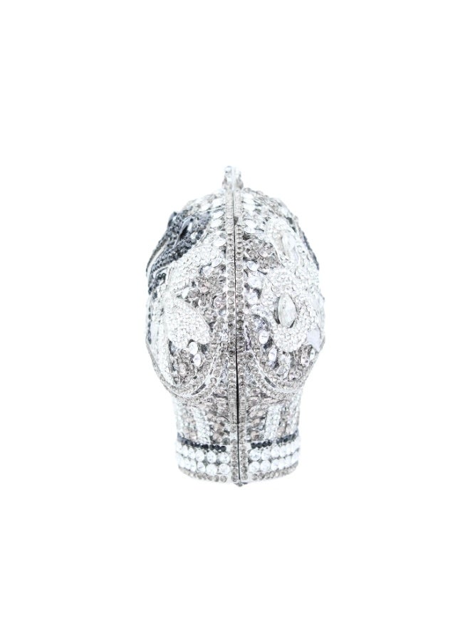 Dollar's Elegant Sparkle Crystal Purse CP63 - Metal Rhinestone Evening Clutch Bag, Bridal Wedding Party Handbag, Crossbody Chain Bag, Formal Event Stylish Designer Purse Gift (Silver) - Image 3