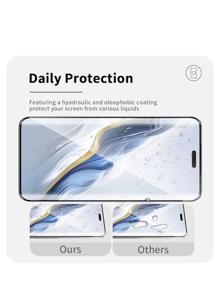 general The screen protector is compatible with Honor Magic 6 Pro, 2 pieces of 9H hardness 3D tempered glass screen protector, with 2 pieces of camera protection, scratch-resistant tempered glass - Image 2