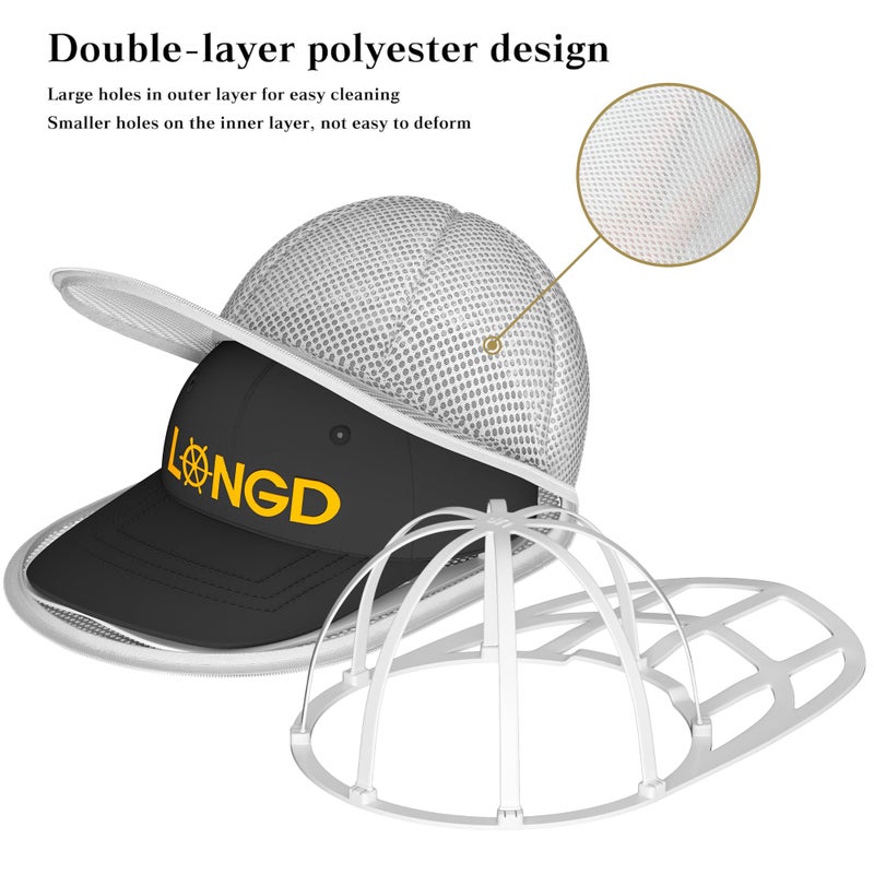 LONGD Hat Washer Cage with Snap Lock - Machine/Dryer Safe Compact Hat Cleaner for Baseball Caps & Storage - Image 5