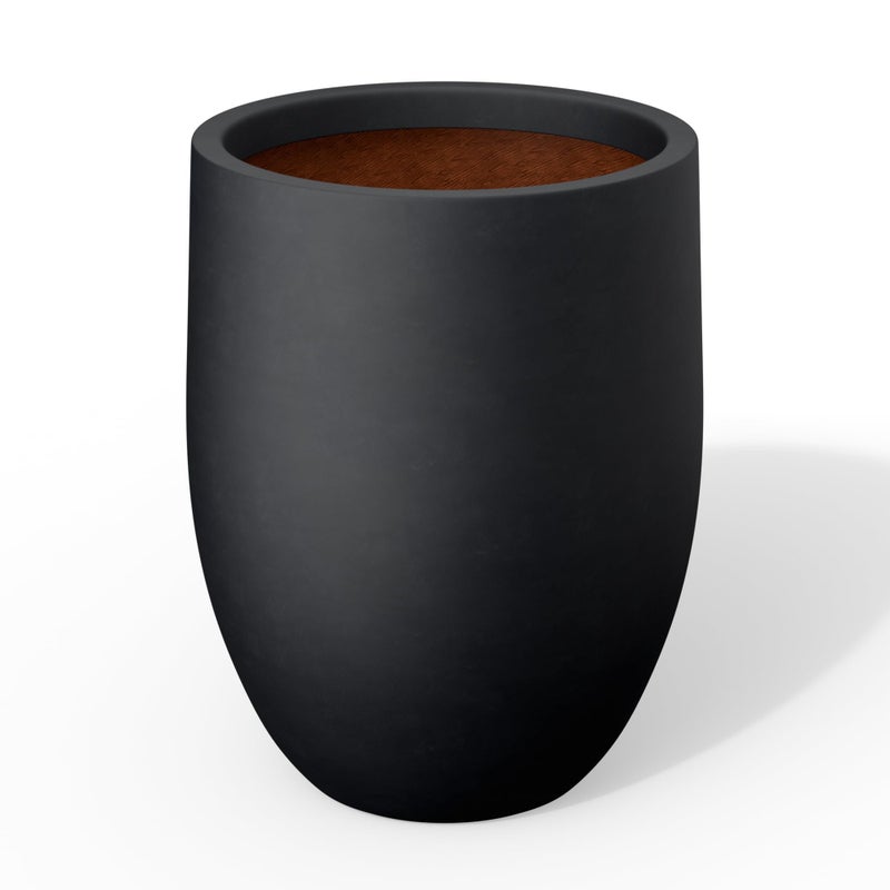 Kante 16.5 Inch Tall Concrete Planter, Large Indoor Outdoor Plant Pot with Drainage, Smooth Black Finish with Painted Interior, Ideal for Porch, Home, Garden, Patio - Image 1