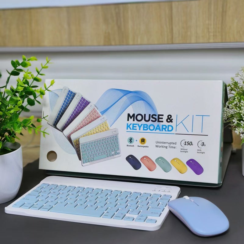 Zhang School Gold Medal Wireless Bluetooth Keyboard Mouse suit 10.1 "Keyboard I Mobile Phone Tablet Notebook Special Light blue