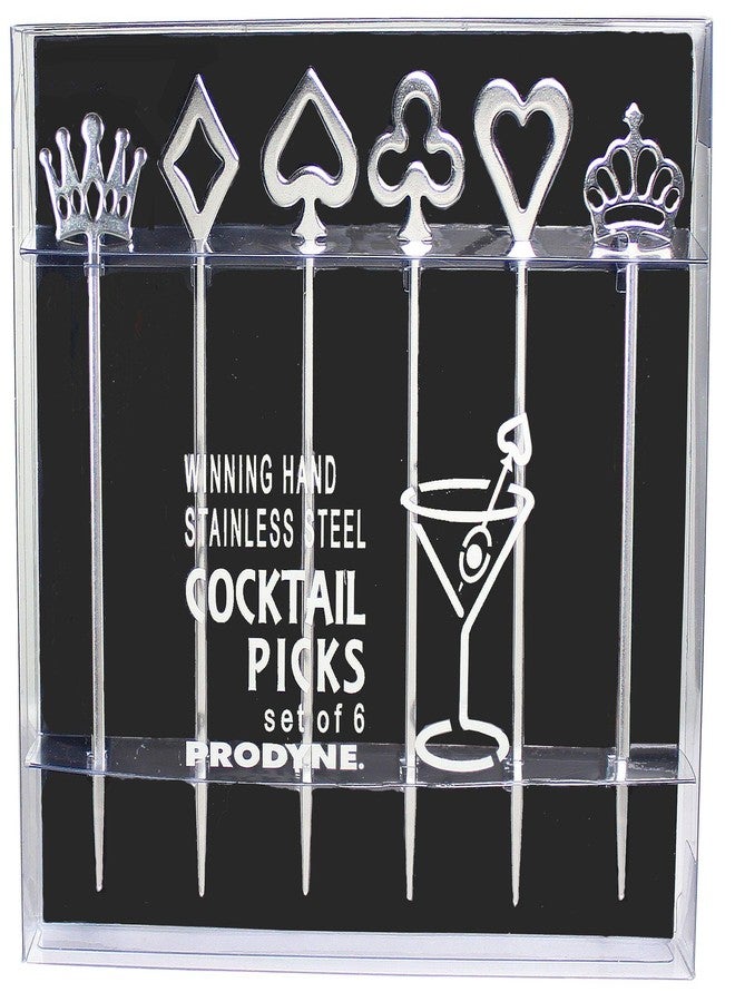 Prodyne MP-10 Winning Hand Cocktail Picks, Set of 6, Silver - Image 2