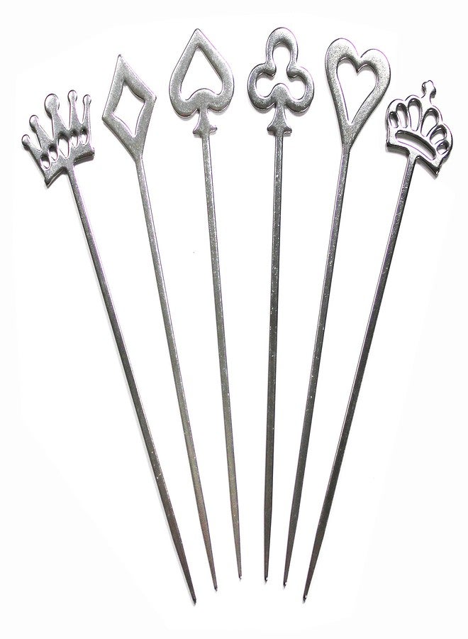Prodyne MP-10 Winning Hand Cocktail Picks, Set of 6, Silver - Image 3