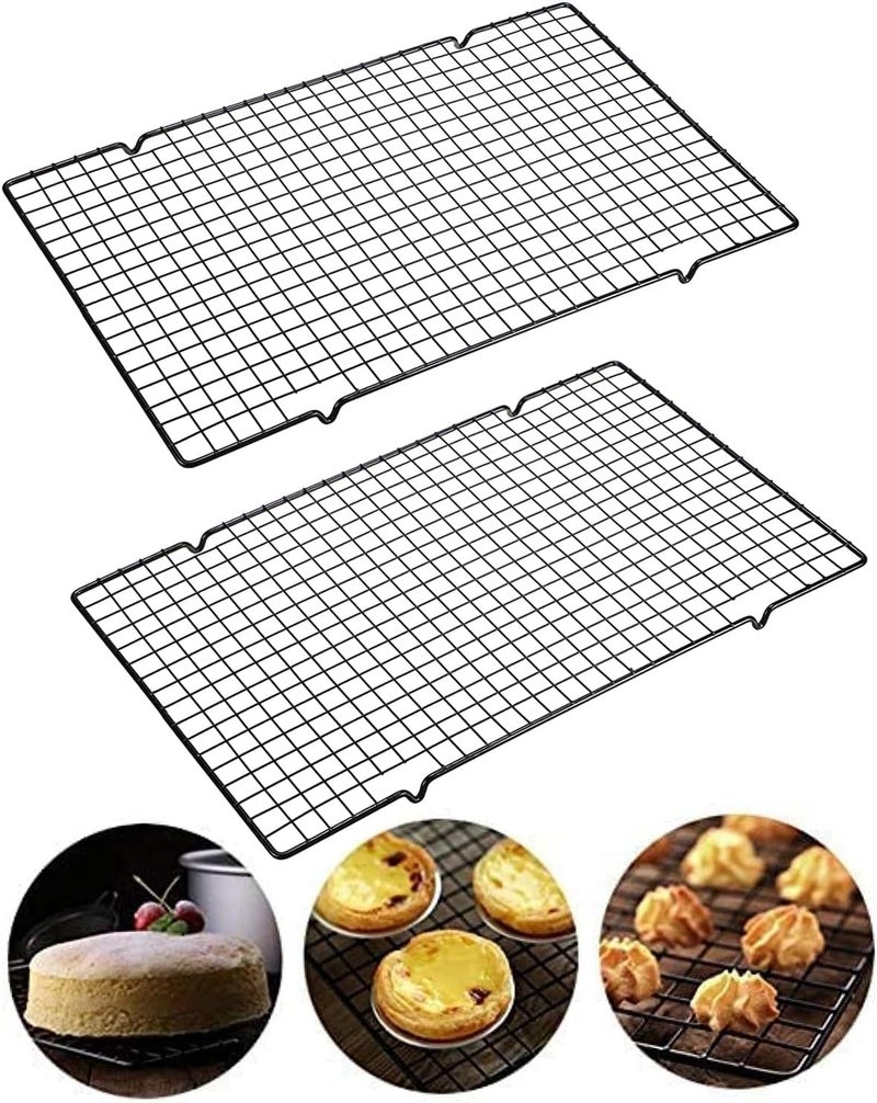 2-Pack Cooling Rack for Baking,16x10 Inches Baking Rack,Steel Wire Baking Oven Roasting Cooking Grilling Cooling Rack,Heavy Duty Thick Wire Cookie Rack for Cooking - Image 1
