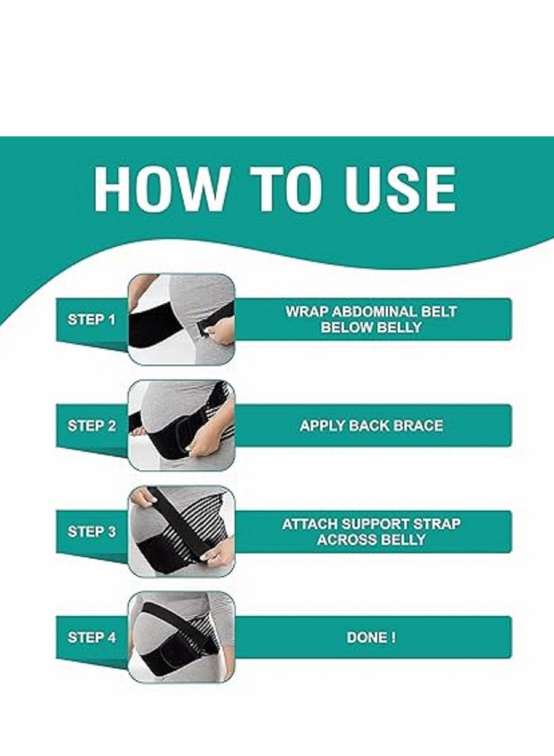 حزام دعم للحوامل للبطن والظهر، لتخفيف الألم؛ مصنوع من البوليستر؛ يُستخدم لتصحيح وضعية الجسم، مقاس كبير (XXL) - Image 2