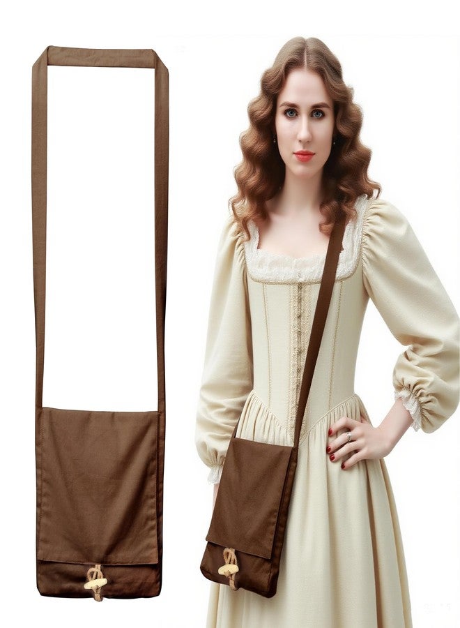 HidmFaw Renaissance Shoulder Bag for Women Medieval Canvas Crossbody Satchel Pilgrim Small Pouch Ren Fairy (Brown) - Image 2