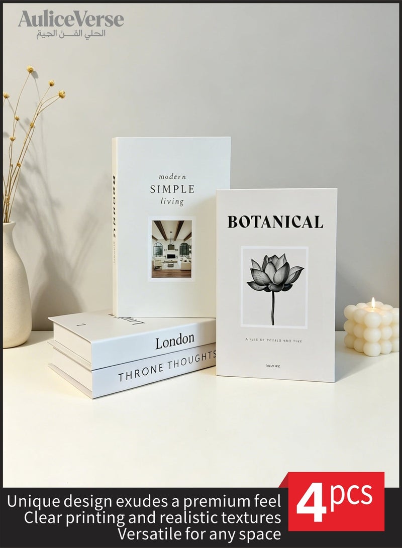 AuliceVerse "4PCS Neutral Decorative Books for Home Decor - Fake Books with Modern Nordic Matte Design | Minimalist Faux Book Set for Shelf, Coffee Table, Living Room, Office & Bedroom, Classy Fashion Decor" - Image 1