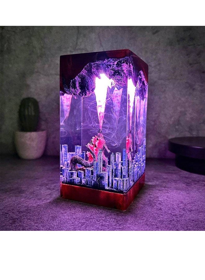 نيوترل مصباح ليلي / مصباح زخرفي على شكل غودزيلا - أنفاس ذرية، يتميز بإضاءة متدرجة متعددة الألوان مع إعدادات قابلة للتعديل للسطوع واللون. هدية ممتازة للأصدقاء والعائلة. - Image 4