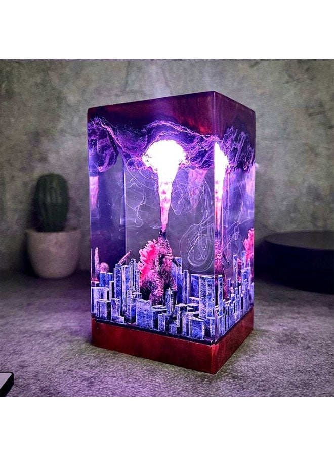 نيوترل مصباح ليلي / مصباح زخرفي على شكل غودزيلا - أنفاس ذرية، يتميز بإضاءة متدرجة متعددة الألوان مع إعدادات قابلة للتعديل للسطوع واللون. هدية ممتازة للأصدقاء والعائلة. - Image 5