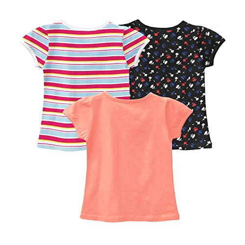 ARIEL Cotton Regular Fit Half Sleeve Cotton T-Shirts for Girls - Round Neck Tops for Girl, Multicolor - Pack of 3 - Image 2