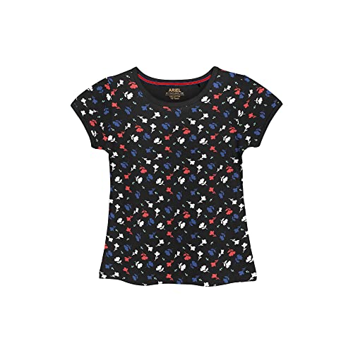 ARIEL Cotton Regular Fit Half Sleeve Cotton T-Shirts for Girls - Round Neck Tops for Girl, Multicolor - Pack of 3 - Image 3