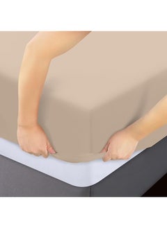 erorex King Fitted Sheet Bottom Sheet Deep Pocket Soft Microfiber Shrinkage And Fade Resistant Easy Care 1 Fitted Sheet Only Beige  - Image 3