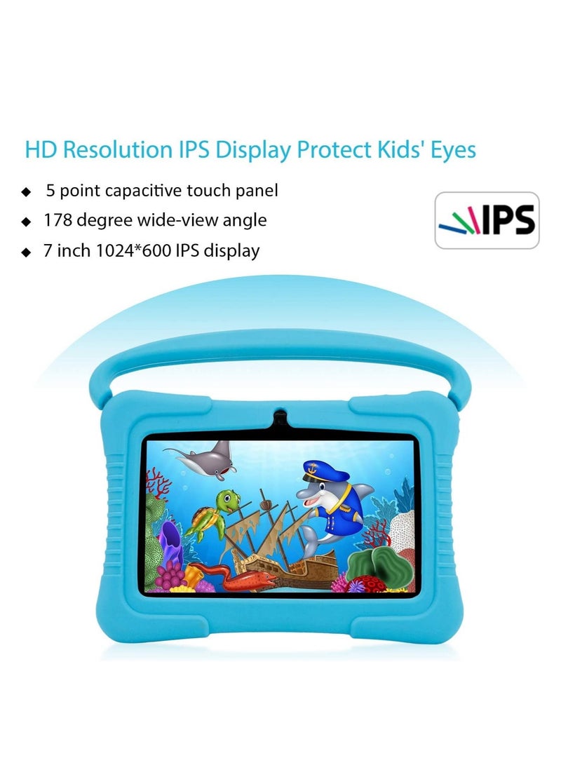 7-Inch Android Kids Tablet PC for Study Education, 1G RAM 16G ROM WiFi 1024*600 Children Tablets with Silicone Tablet Case (Blue)  - Image 2