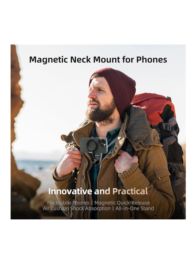 حامل رقبة Magsafe POV لهاتف iPhone 15/14/13/12 Pro Mini/Plus/Pro/Pro Max، حامل حامل للهاتف على شكل قلادة بدون استخدام اليد مع حلقة مغناطيسية لملحقات الهاتف المحمول